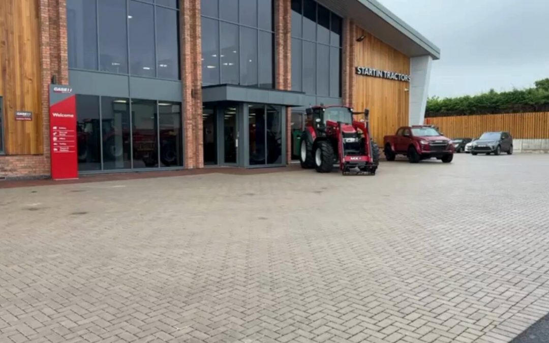 Startin Tractors front entrance with new surfacing and drainage